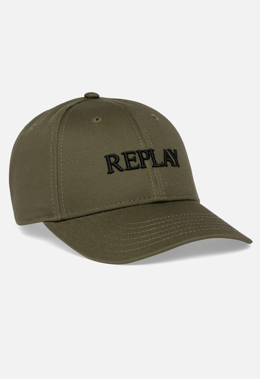 Replay - Heavy Cotton Twill Peak Cap - Khaki Green