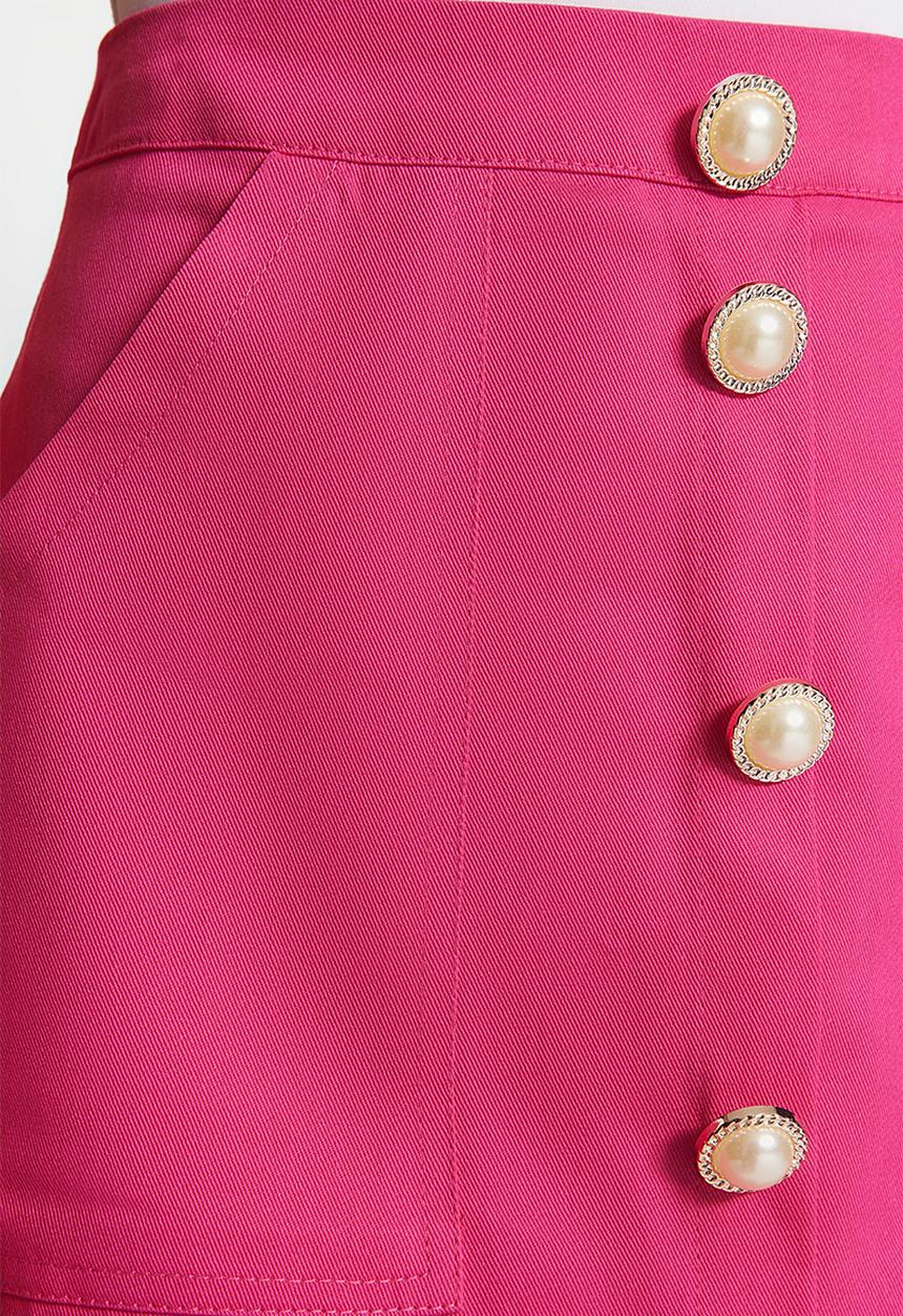 Trendyol - Front Button Detailed Mini Length Woven Skirt - Fuchsia