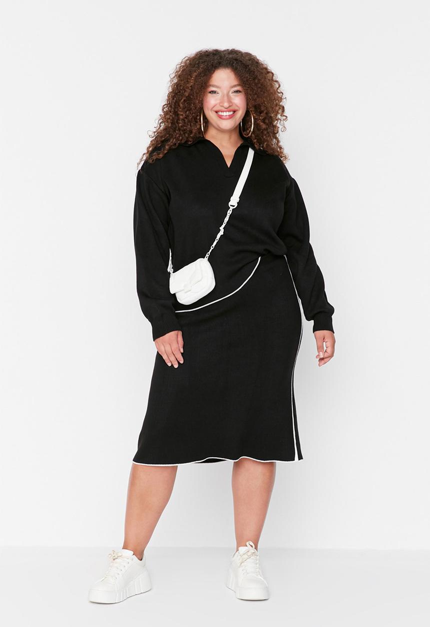 Trendyol - Plus Knitwear Two Piece Set - Black