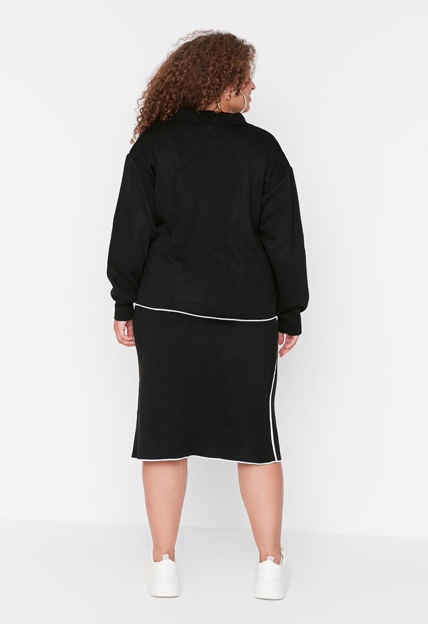 Trendyol - Plus Knitwear Two Piece Set - Black