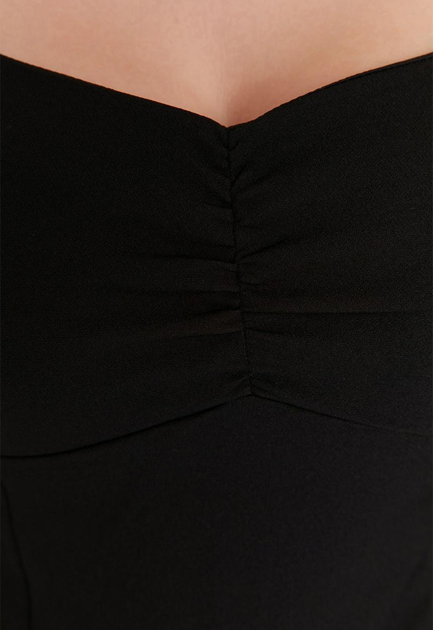 Trendyol - Gathered Detailed Woven Blouse - Black