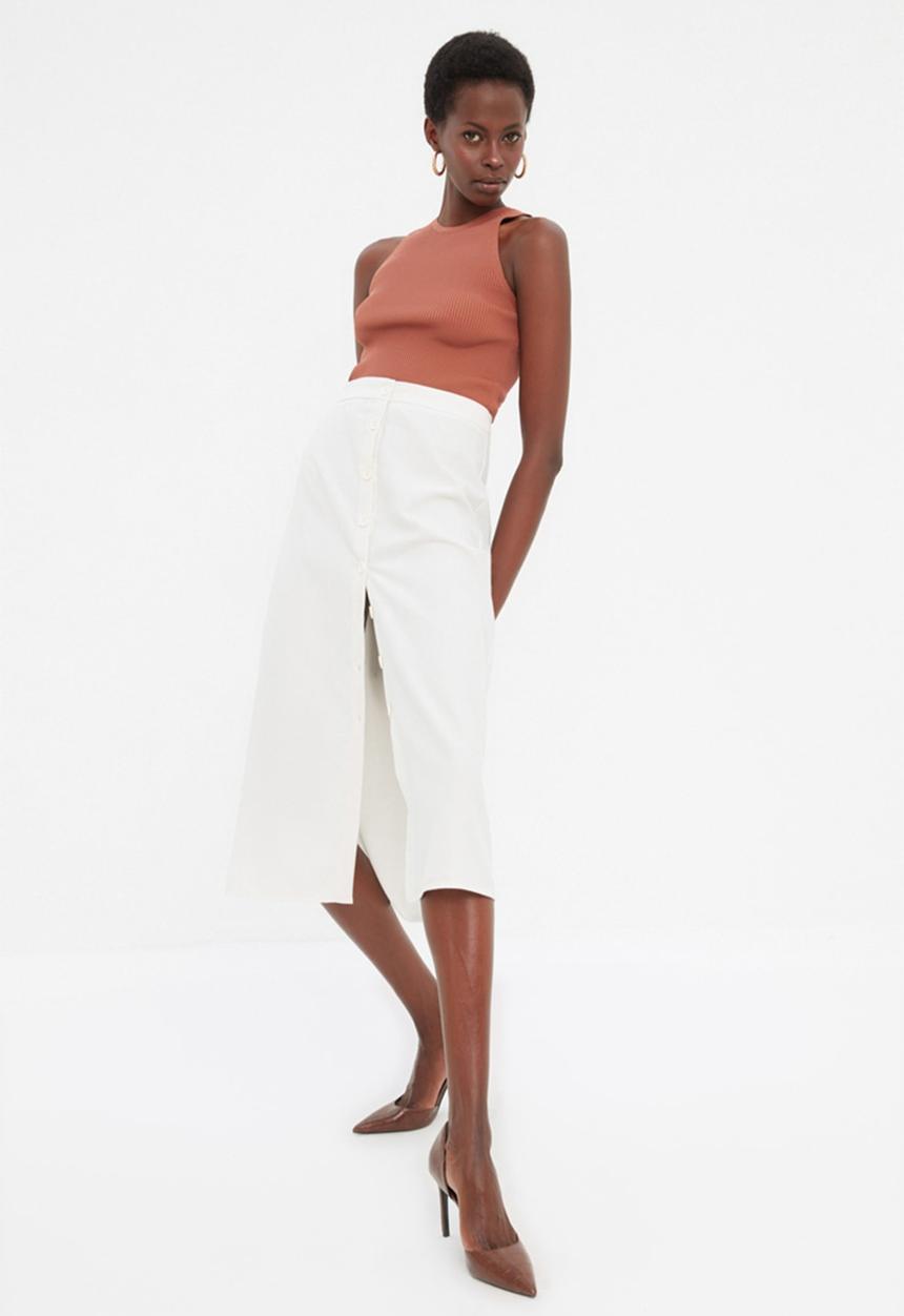 Trendyol - Rib Knitwear Blouse - Brown