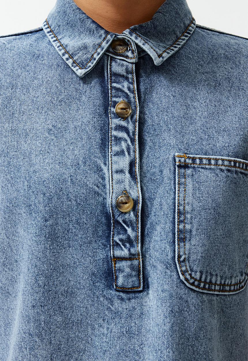 Trendyol - Plain Denim Dress - Blue