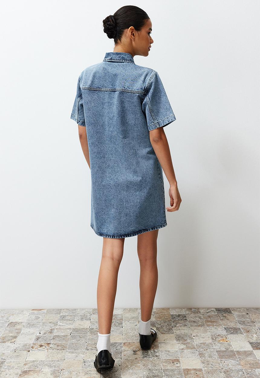 Trendyol - Plain Denim Dress - Blue