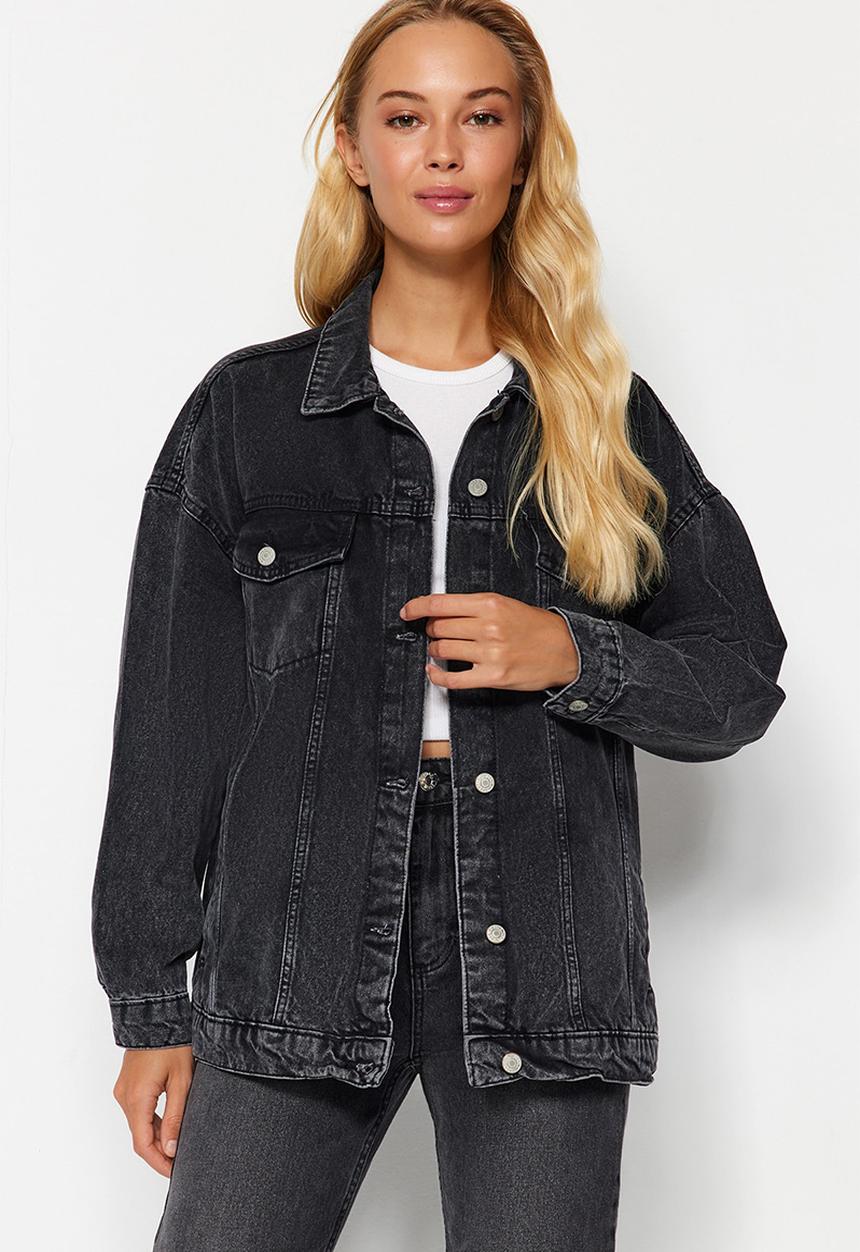 Trendyol - Oversize trucker denim jacket - black