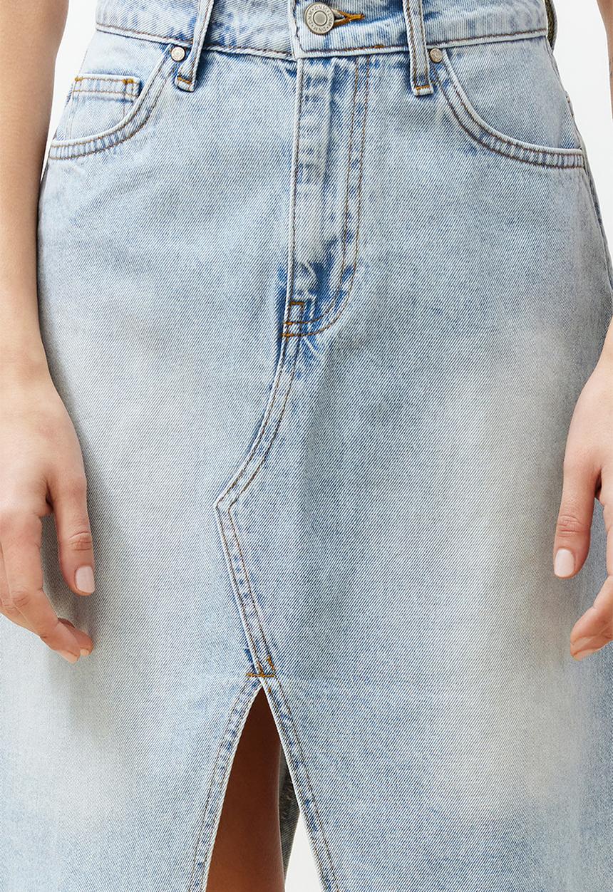 Trendyol - Stitch Detail Denim Skirt - Blue