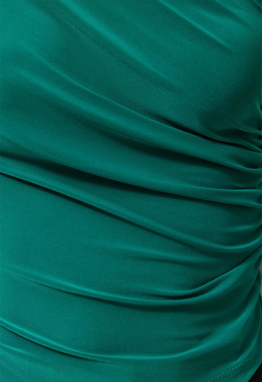 Trendyol - Zero Sleeve Gathered Formal Stretch Knitted Blouse - Green
