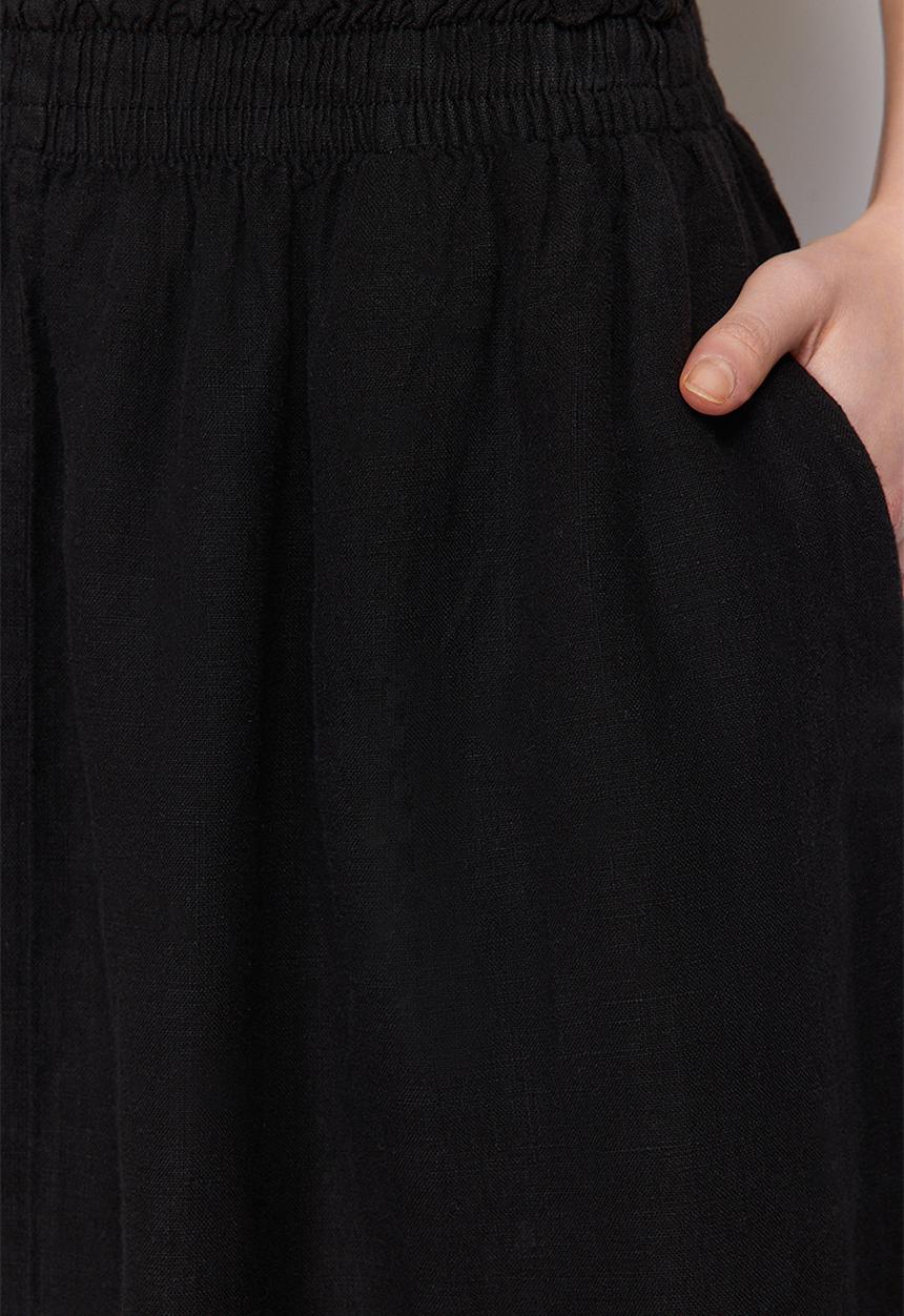 Trendyol - Elastic Waist Midi Skirt - Black