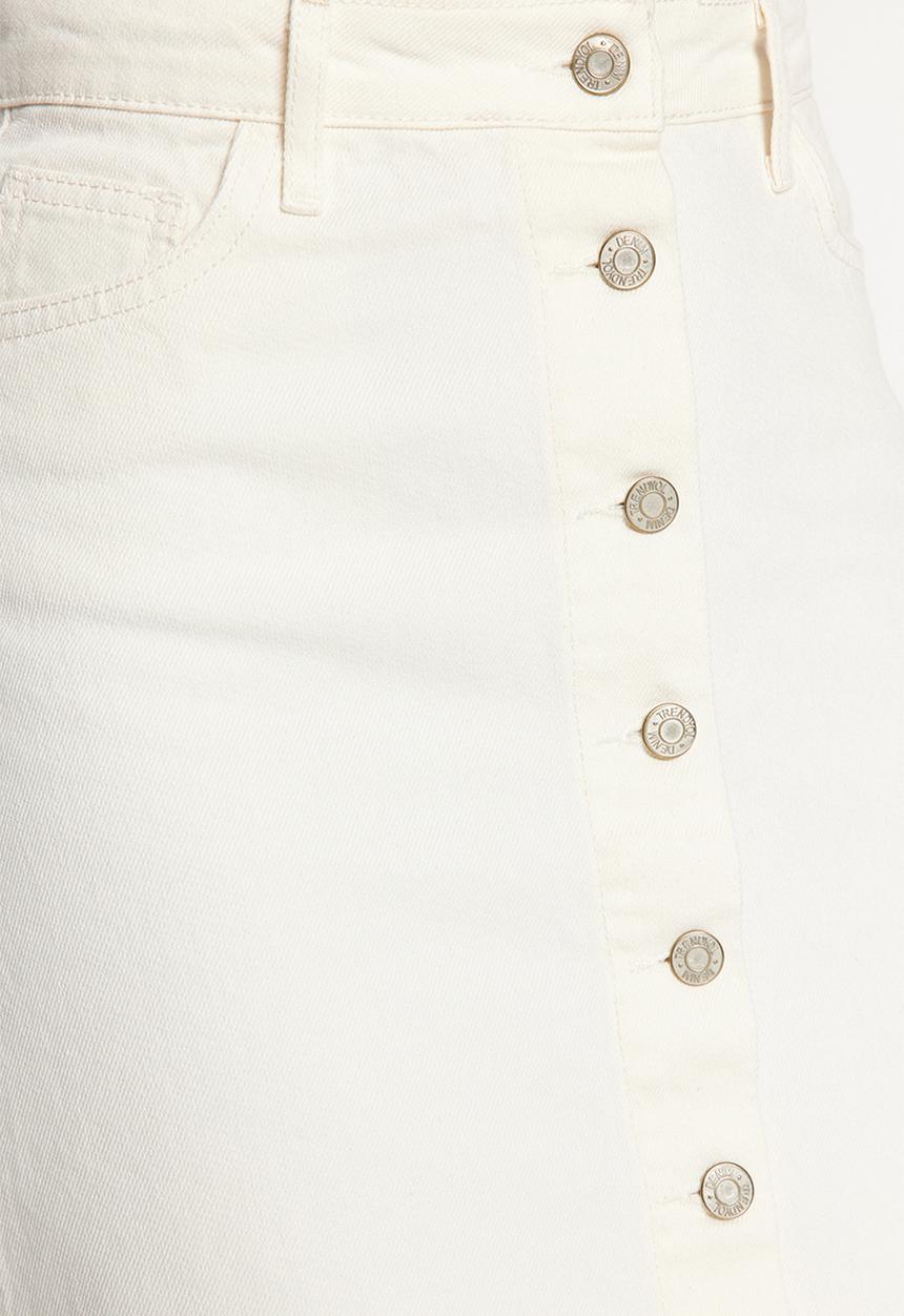 Trendyol - Denim Jeans Skirt With Button Closure - Ecru
