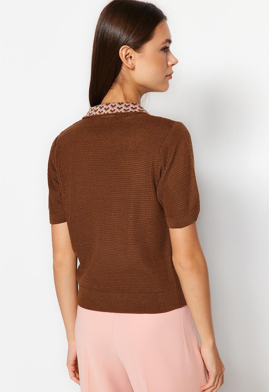 Trendyol - Polo Neck Knitwear Blouse - Mink