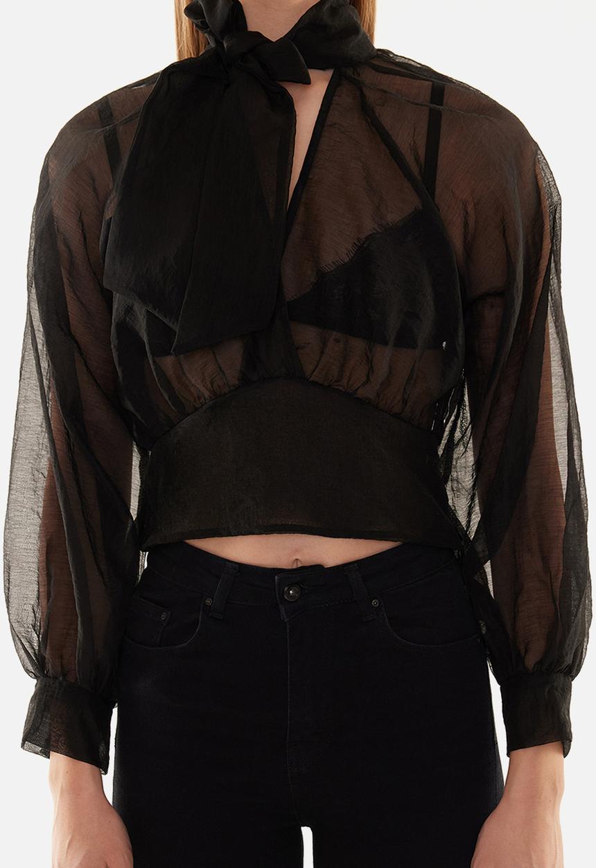 Trendyol - Sheer Look Blouse - Black