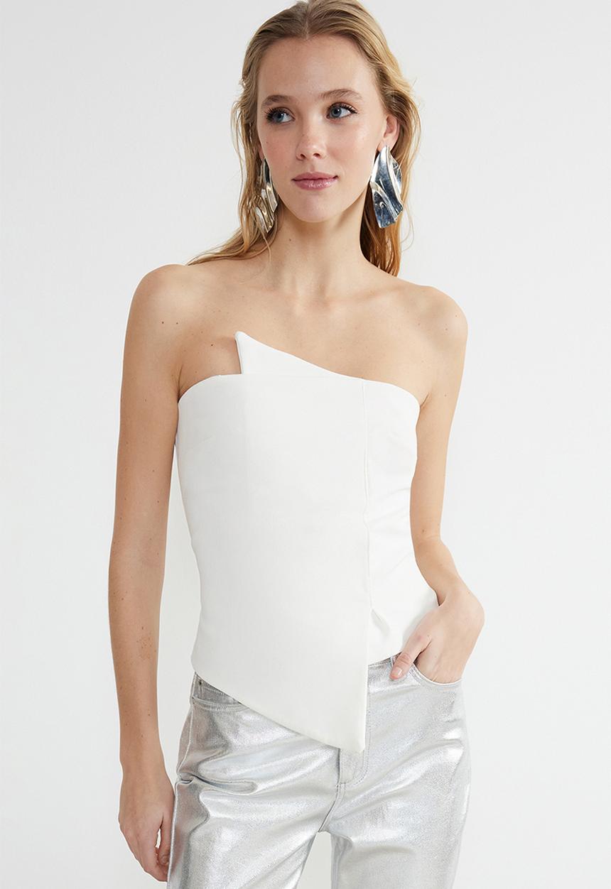 Trendyol - Body-Sitting Woven Bustier - Bridal White