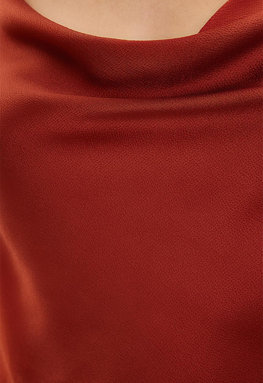 Trendyol - Strap lace collar satin woven blouse - tile