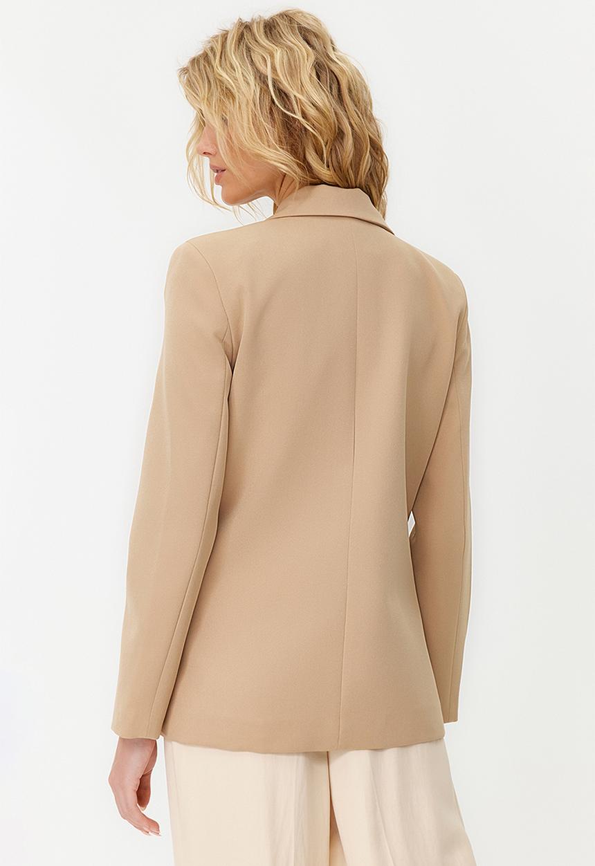 Trendyol - Regular Lined Double-Breasted Woven Blazer Jacket - Light Brown