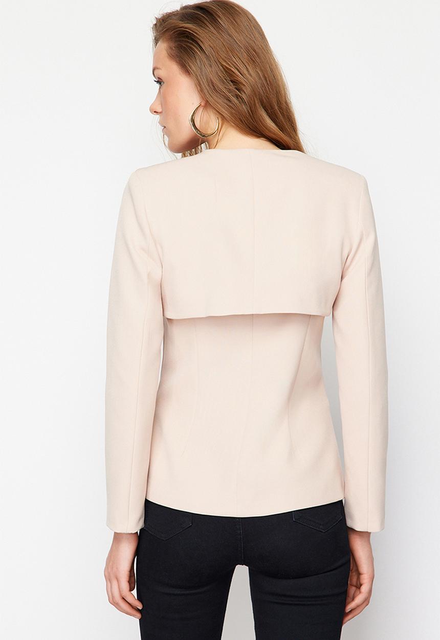 Trendyol - Bolero Detailed Woven Blazer Jacket - Beige
