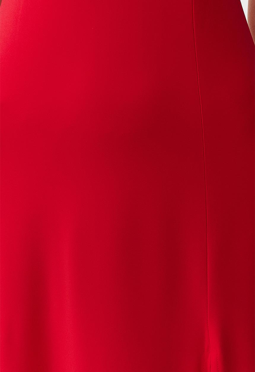 Trendyol - Plain Heart Collar Gathered Strap - Red