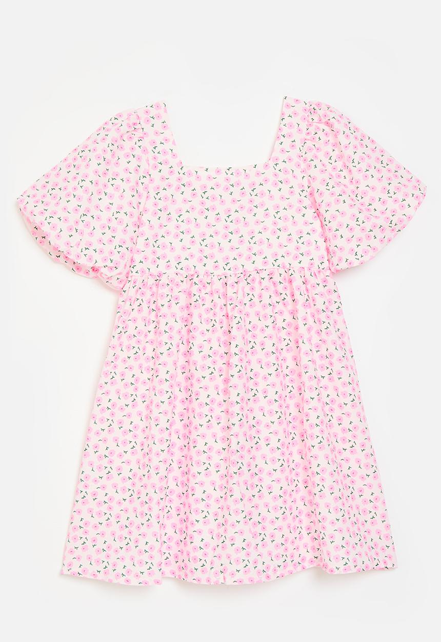 Pop Candy - Floral puff sleeve dress - pink