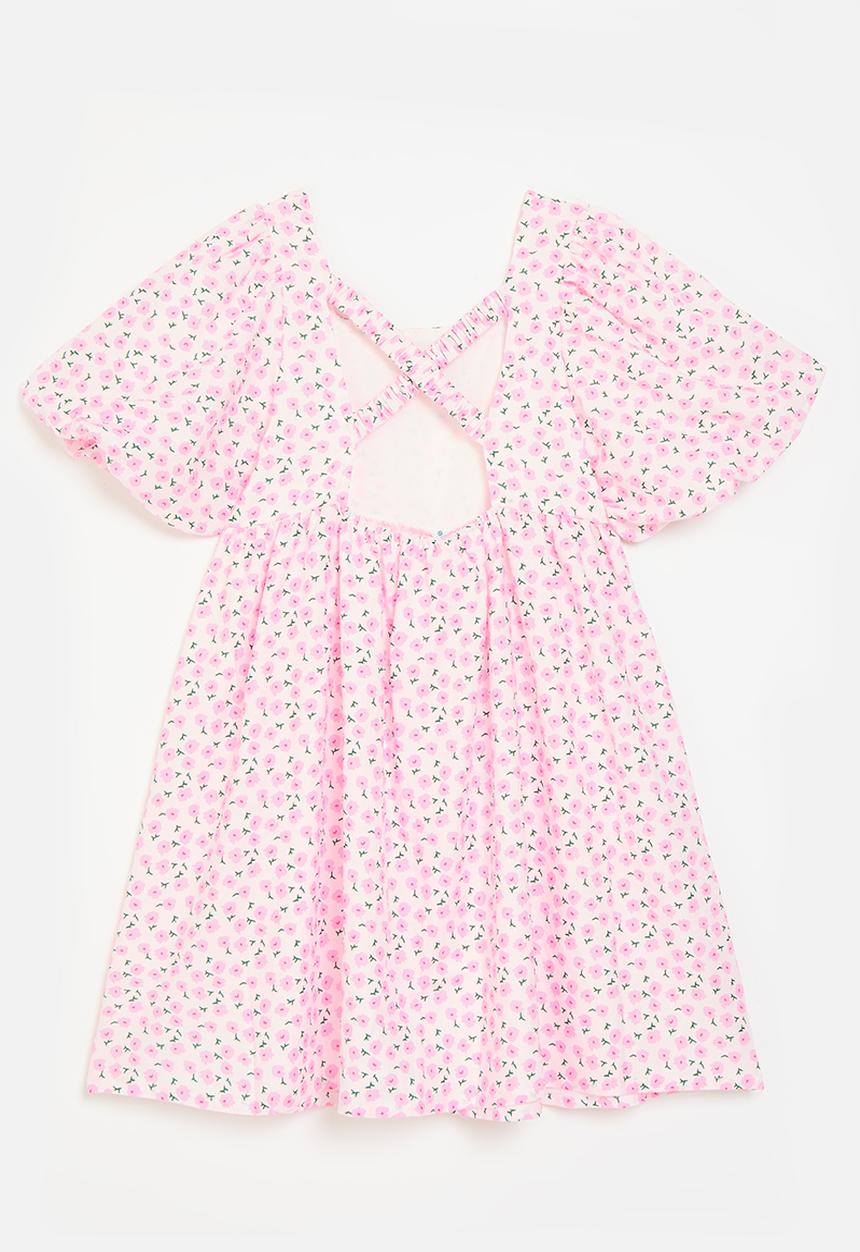 Pop Candy - Floral puff sleeve dress - pink