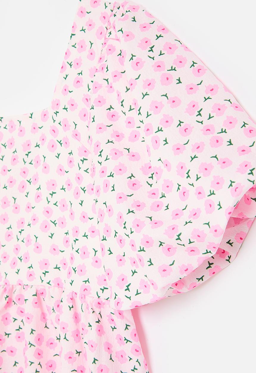 Pop Candy - Floral puff sleeve dress - pink