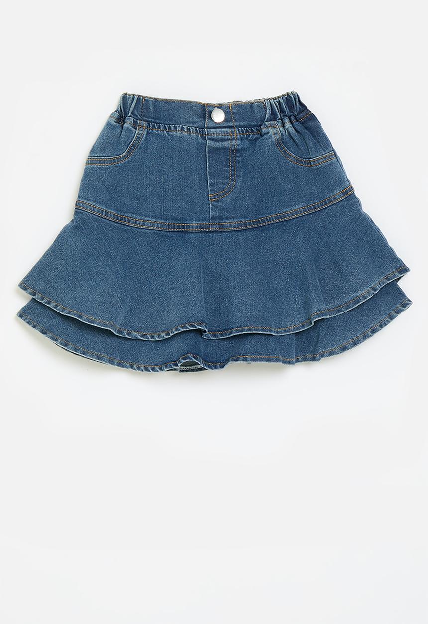 Pop Candy - Tiered denim skirt - blue