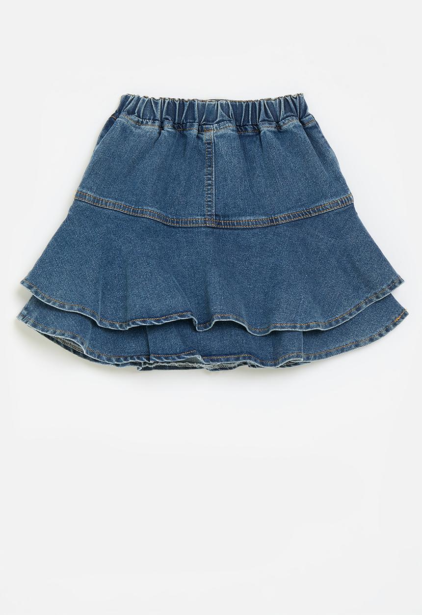 Pop Candy - Tiered denim skirt - blue