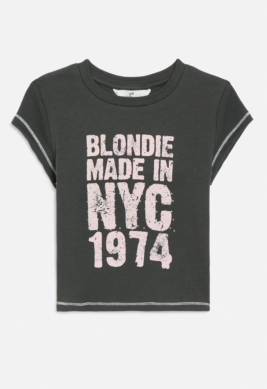 H&M - Ribbed T-shirt - dark grey