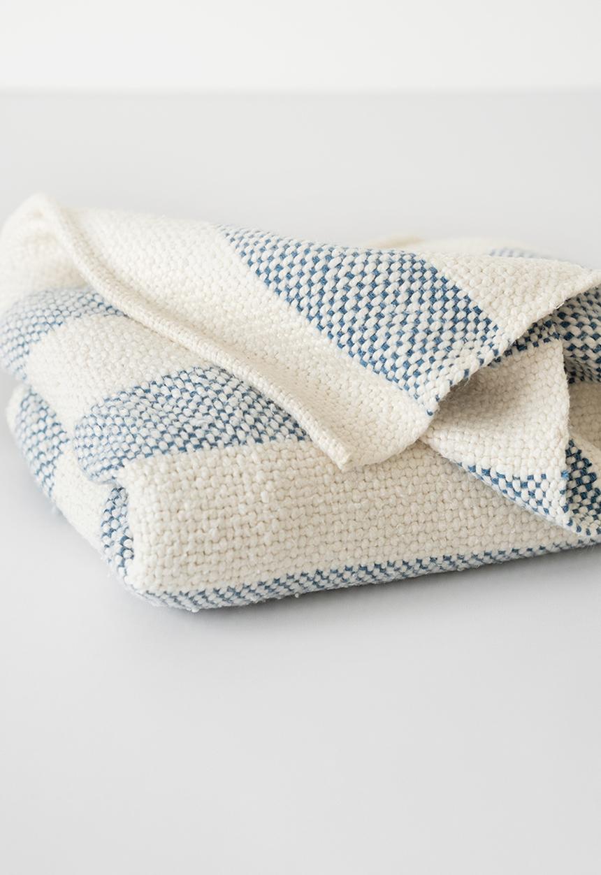Barrydale Hand Weavers - Stripey cot cover - blue