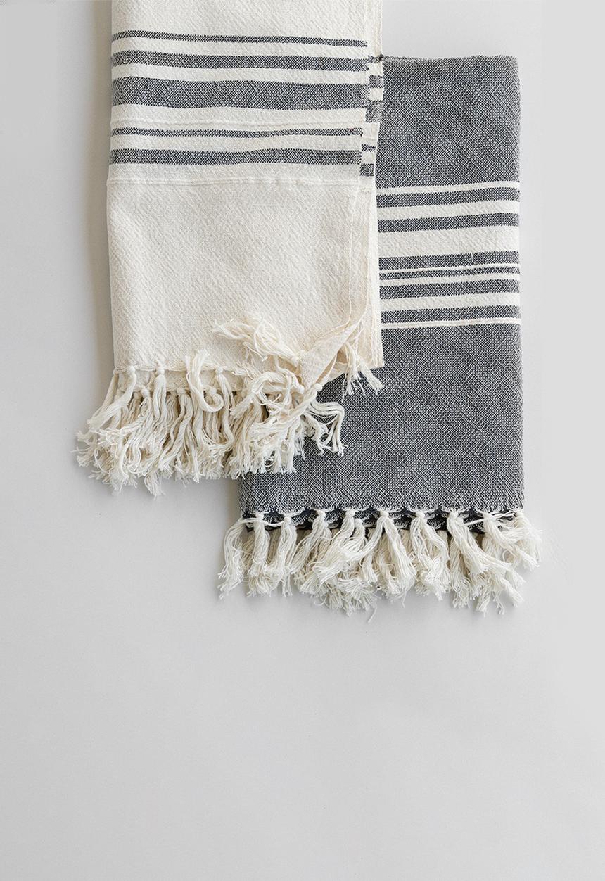 Barrydale Hand Weavers - Inverse large contemporary towel set - charcoal