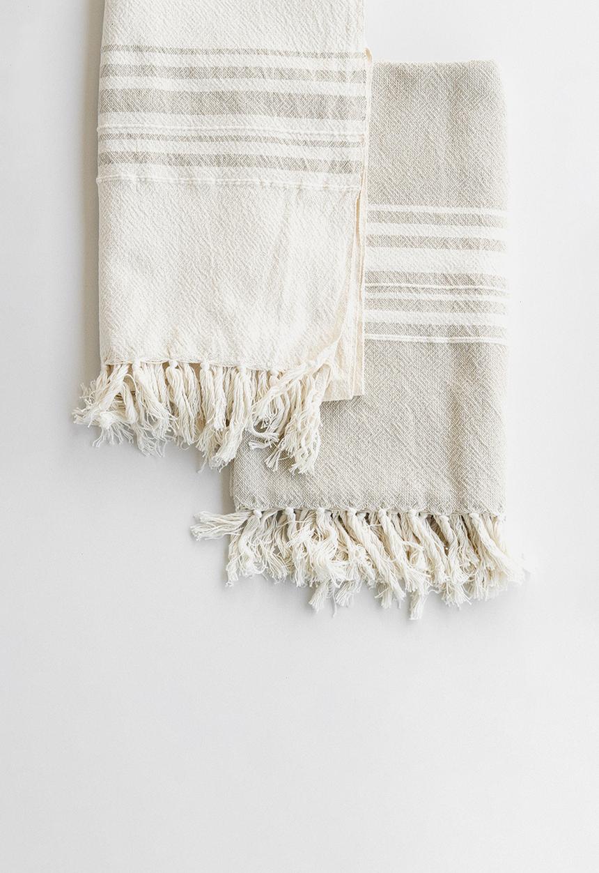 Barrydale Hand Weavers - Inverse large contemporary towel set - stone