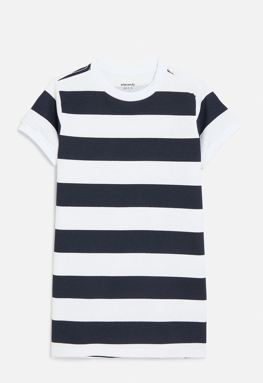 Pop Candy - T-shirt dress - navy & white stripe