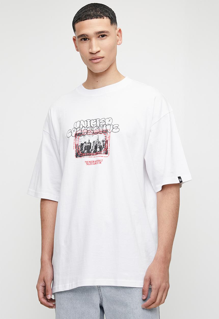 Factorie - Box Fit Unified T-Shirt - White/Uc Neon Asphalt