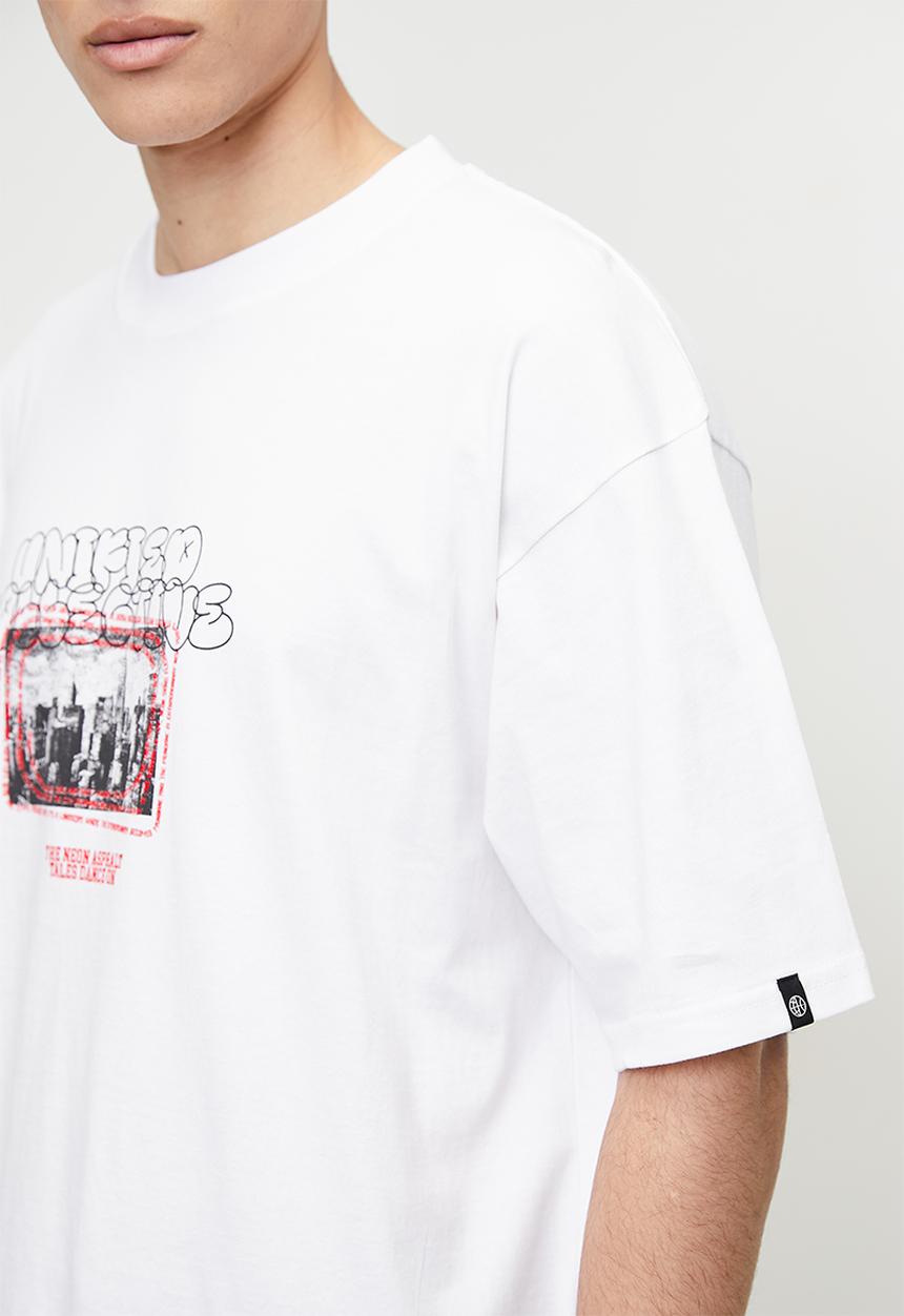Factorie - Box Fit Unified T-Shirt - White/Uc Neon Asphalt