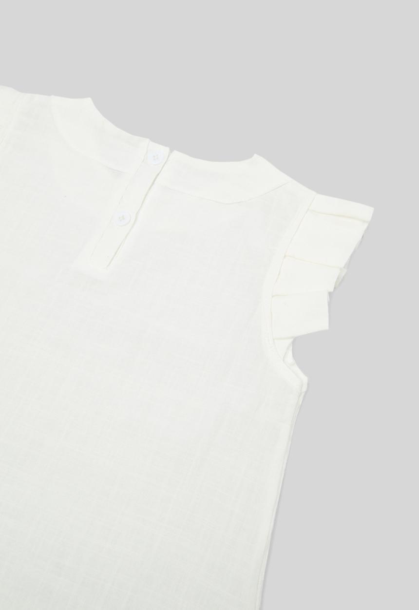 Pop Candy - Frilled sleeve top & short set - white
