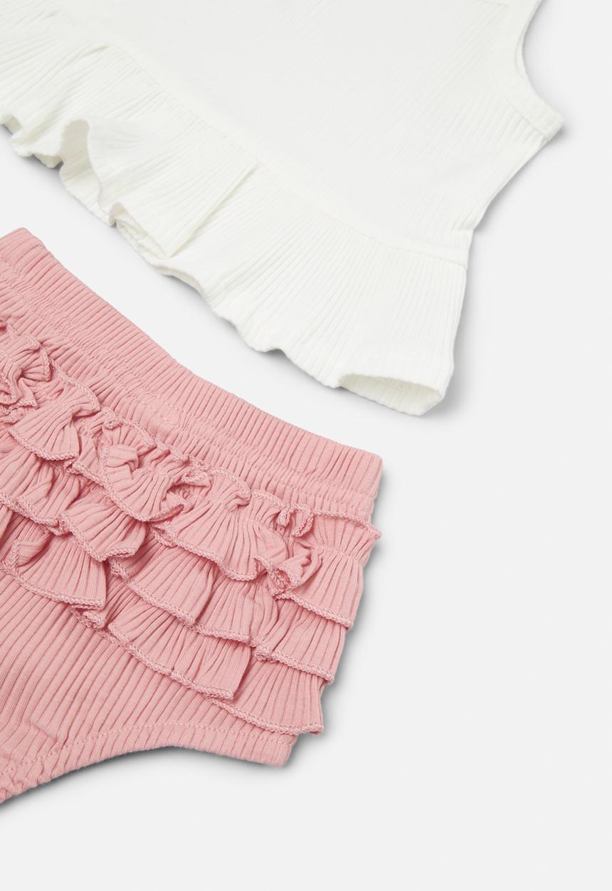 Pop Candy - Cami vest and bloomer vest - pink & white