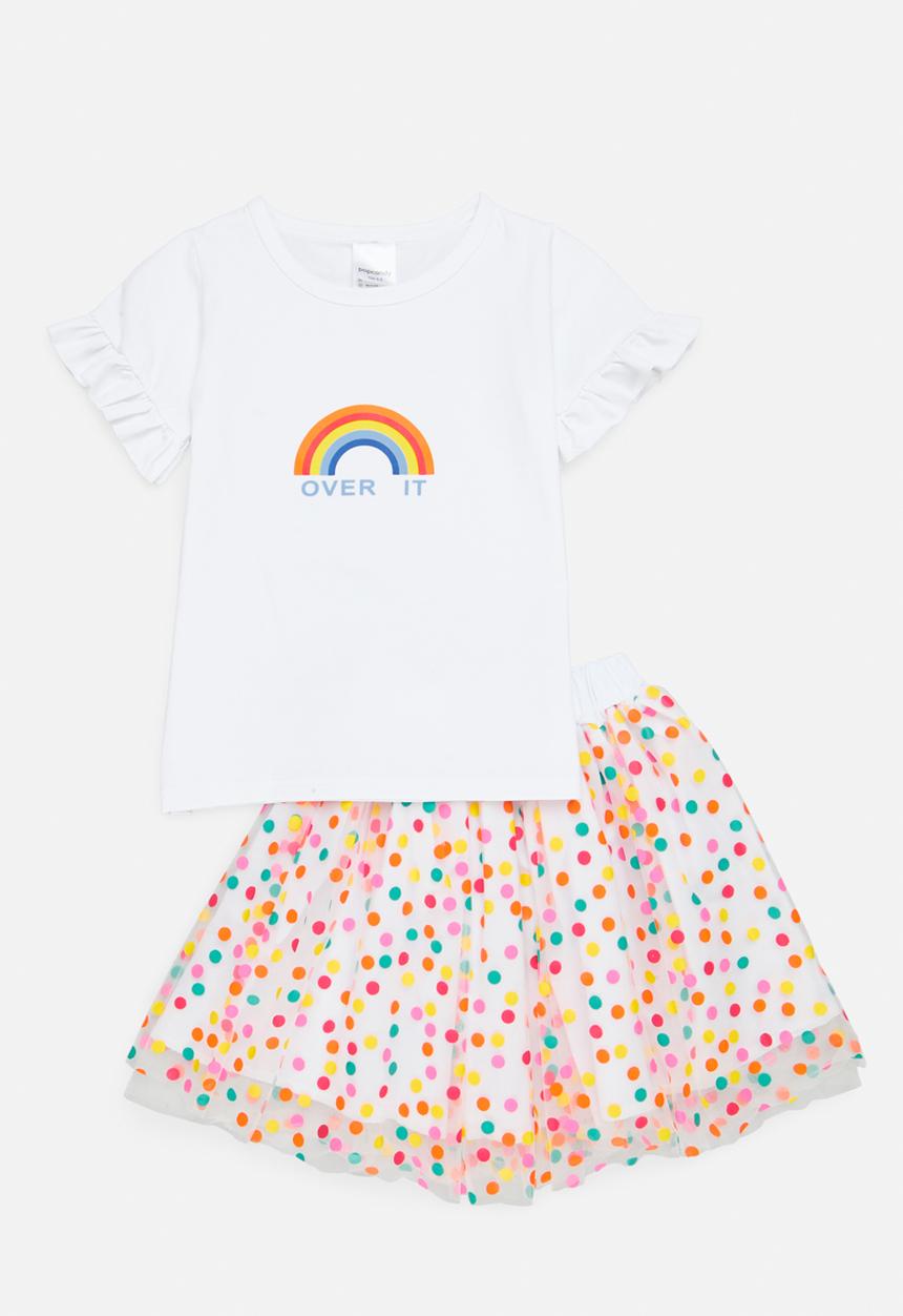 Pop Candy - Printed tee & tulle skirt set - pink & white