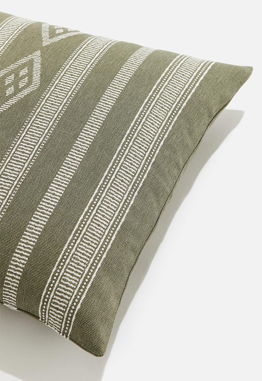 H&M - Patterned cushion cover - khaki green striped