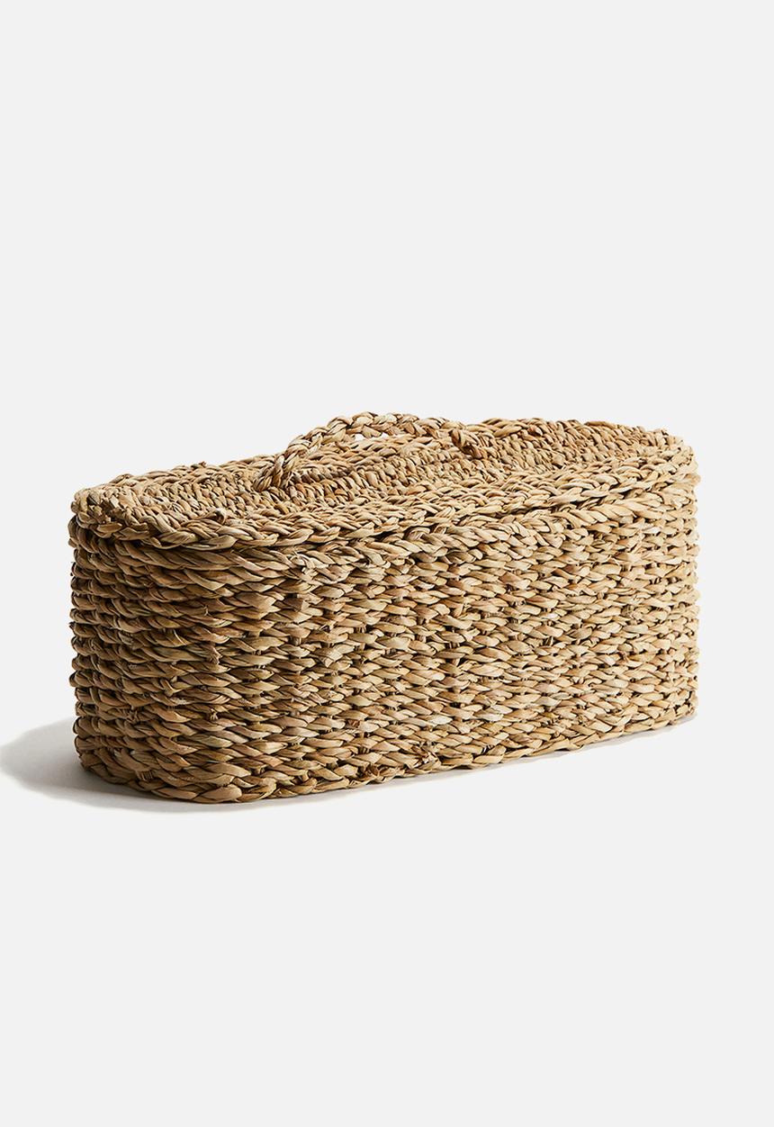H&M - Braided straw lidded box - beige
