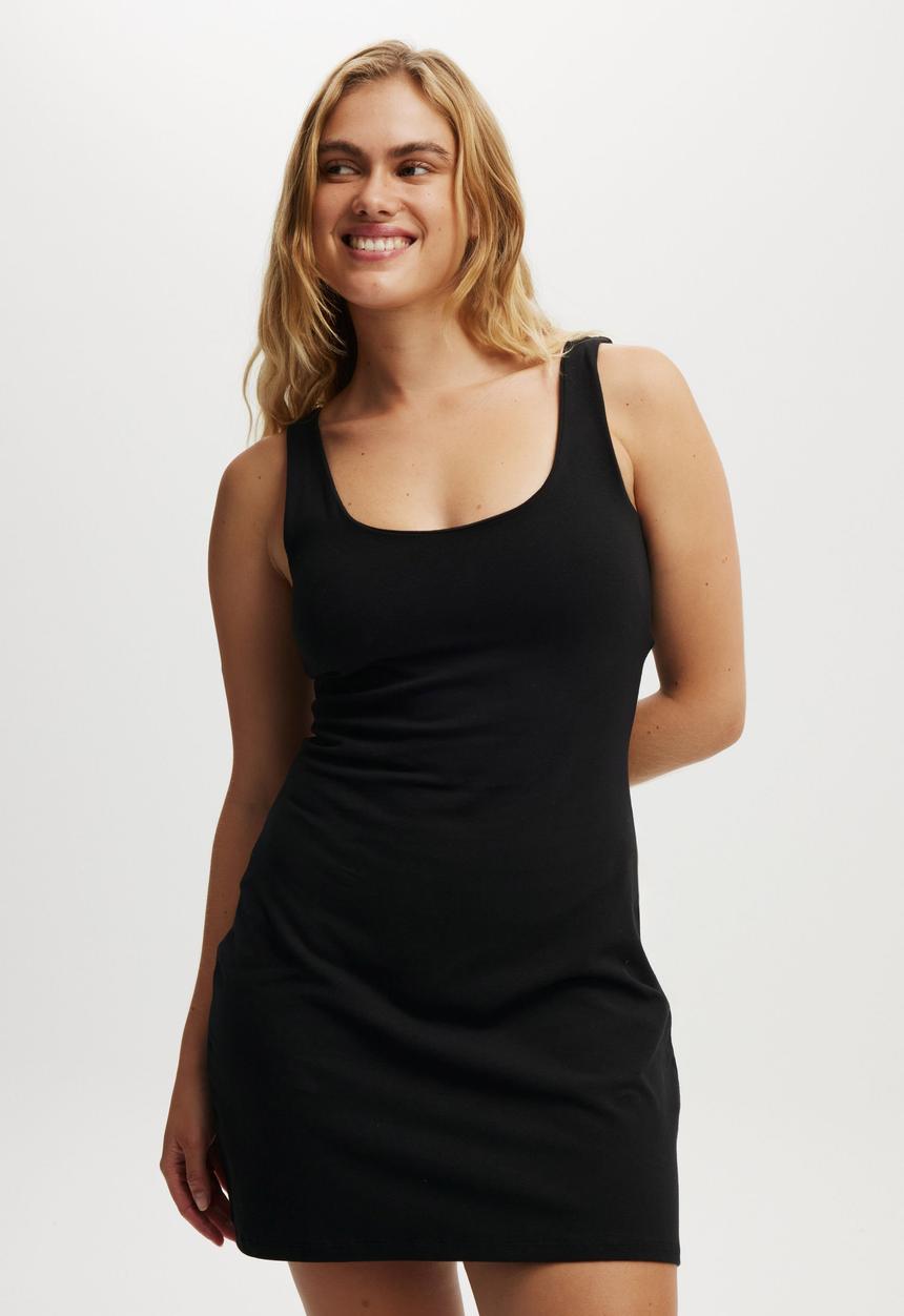 Cotton On - Bella Scoop Mini Dress - Black