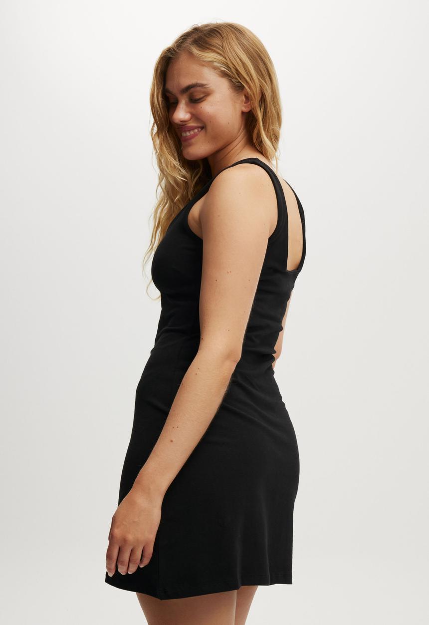 Cotton On - Bella Scoop Mini Dress - Black