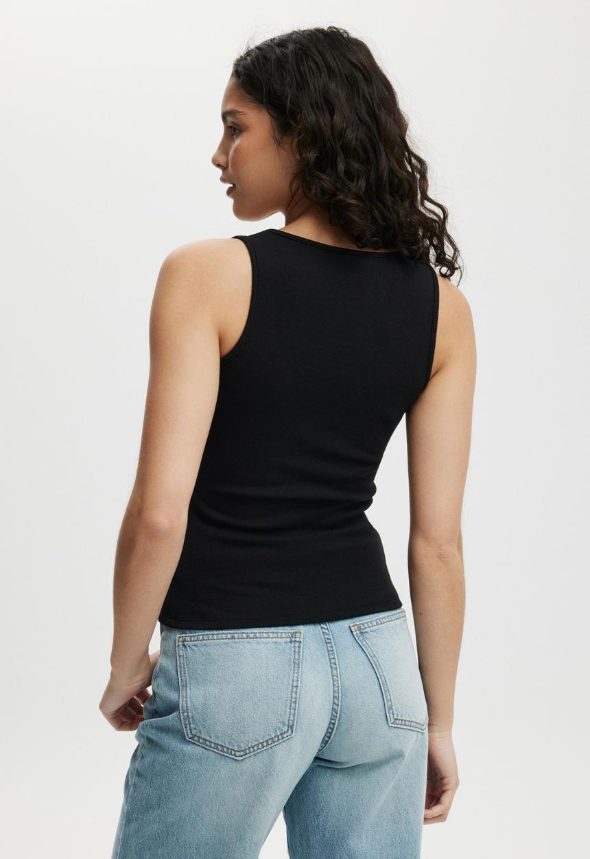 Cotton On - Byron Scoop Tank - Black