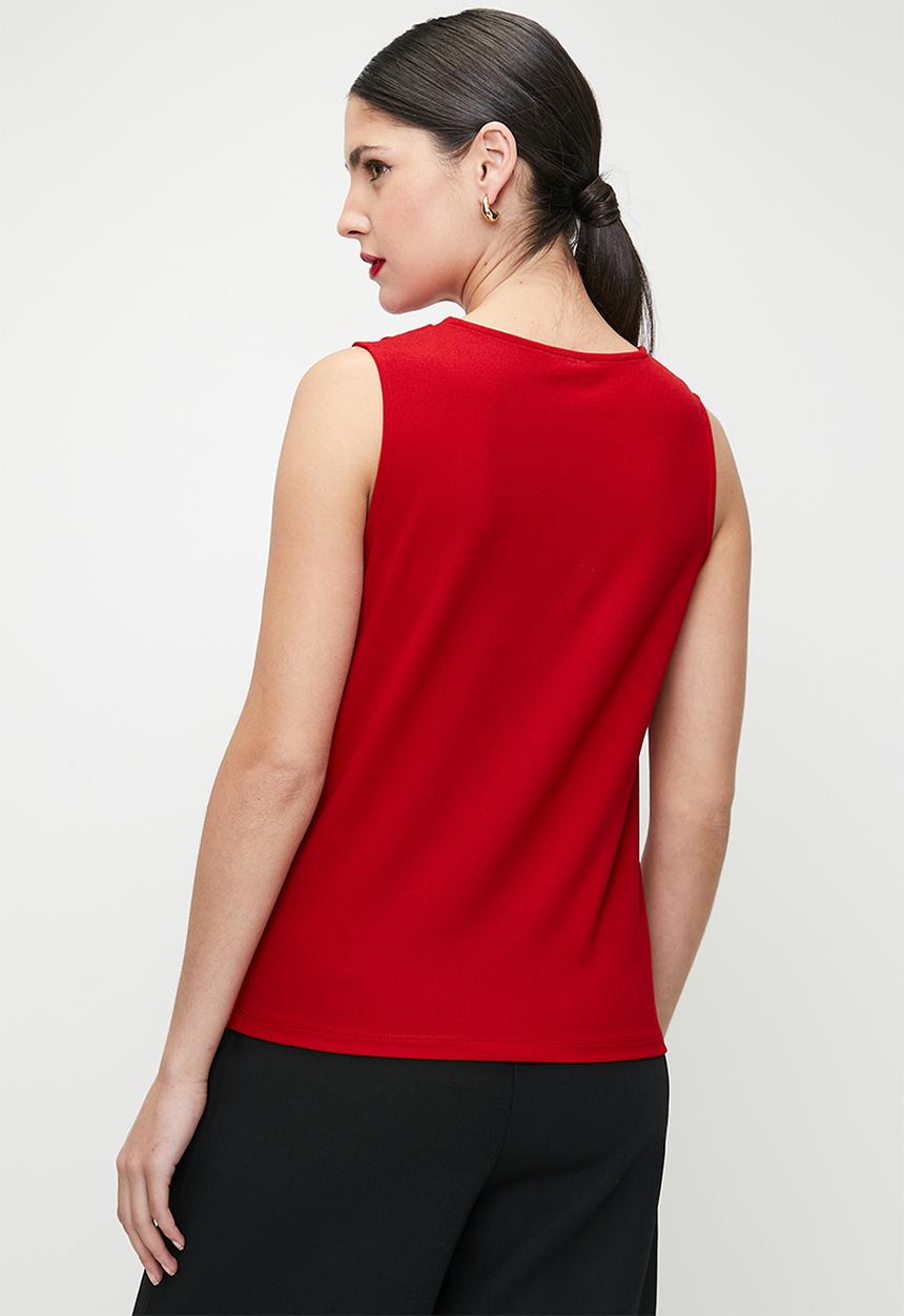 edit - Pleated built up vest - red