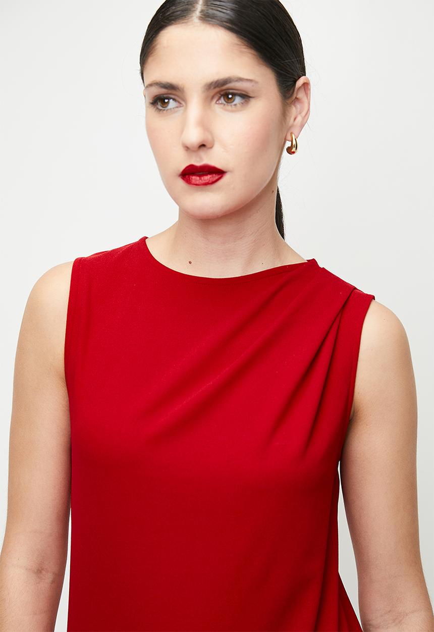 edit - Pleated built up vest - red