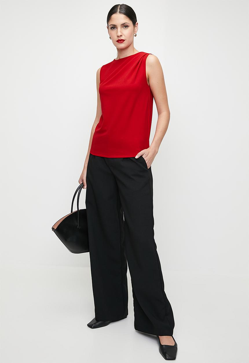 edit - Pleated built up vest - red