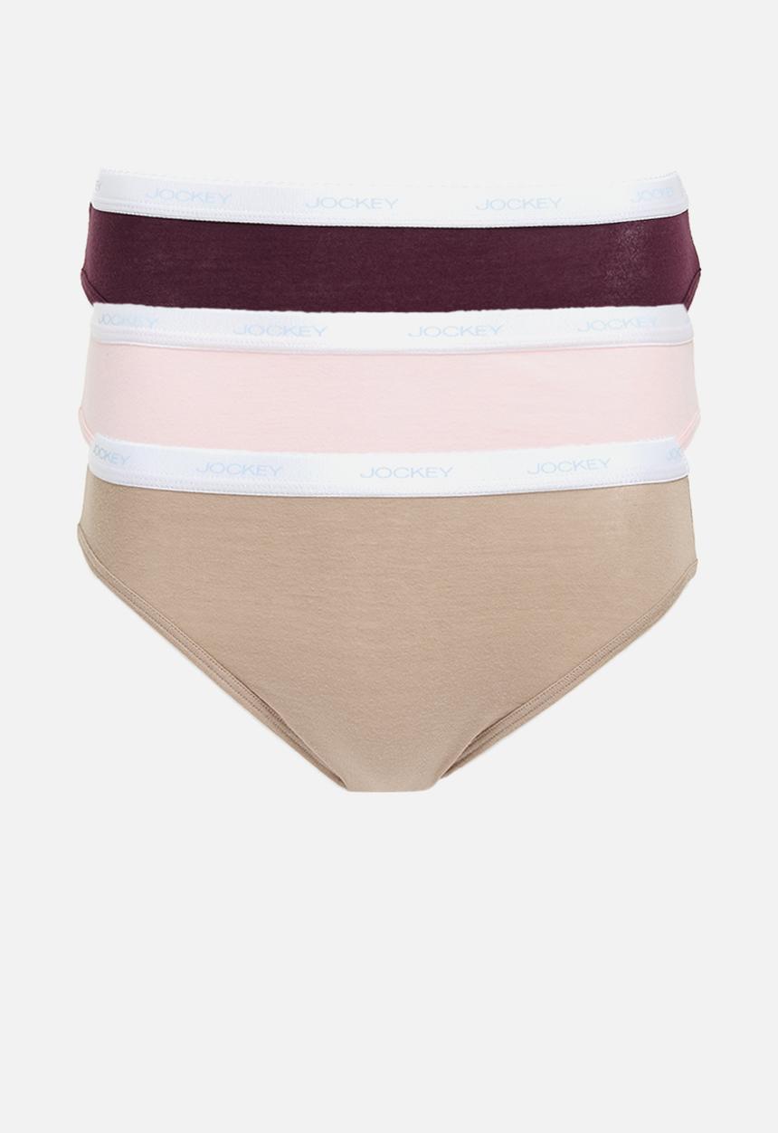 Jockey - 3 Pack plain french cut - Taupe/Marshmellow/Dark Cherry