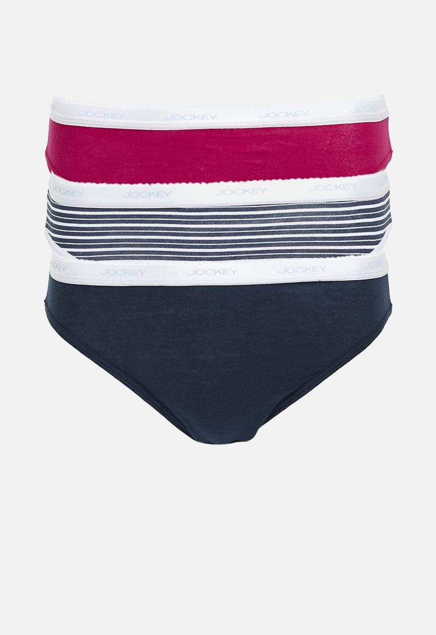 Jockey - 3 Pack printed french cut - Red/Navy Tranquil Stripe/Midnight Navy