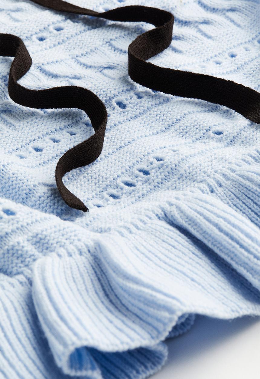 H&M - Peter pan-collared textured-knit jumper - light blue