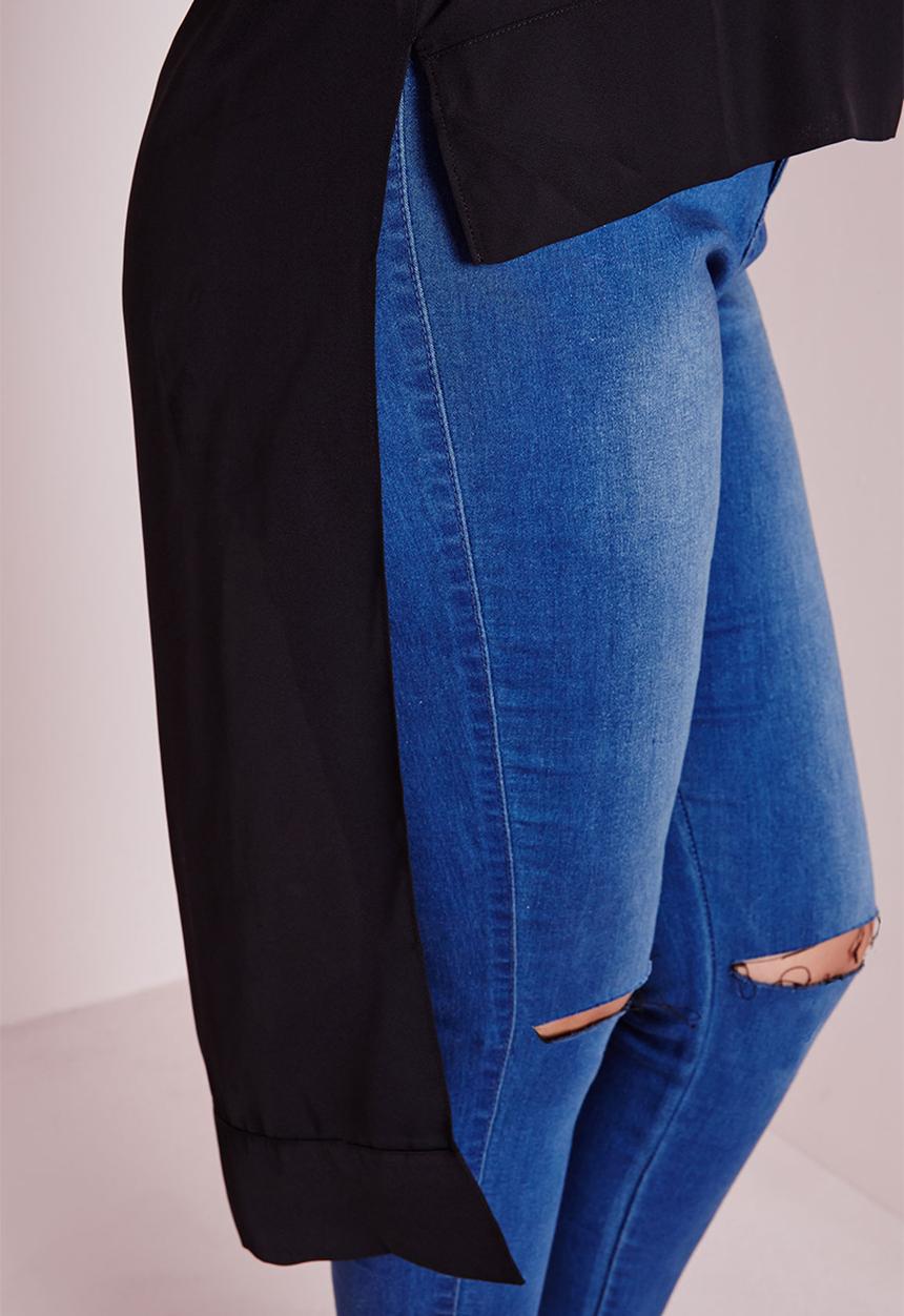 Missguided - Plus size drop hem chiffon top 