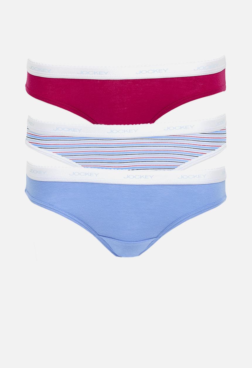 Jockey - 3 Pack printed bikini  - Red/Surfer Stripe/Tranquil Blue