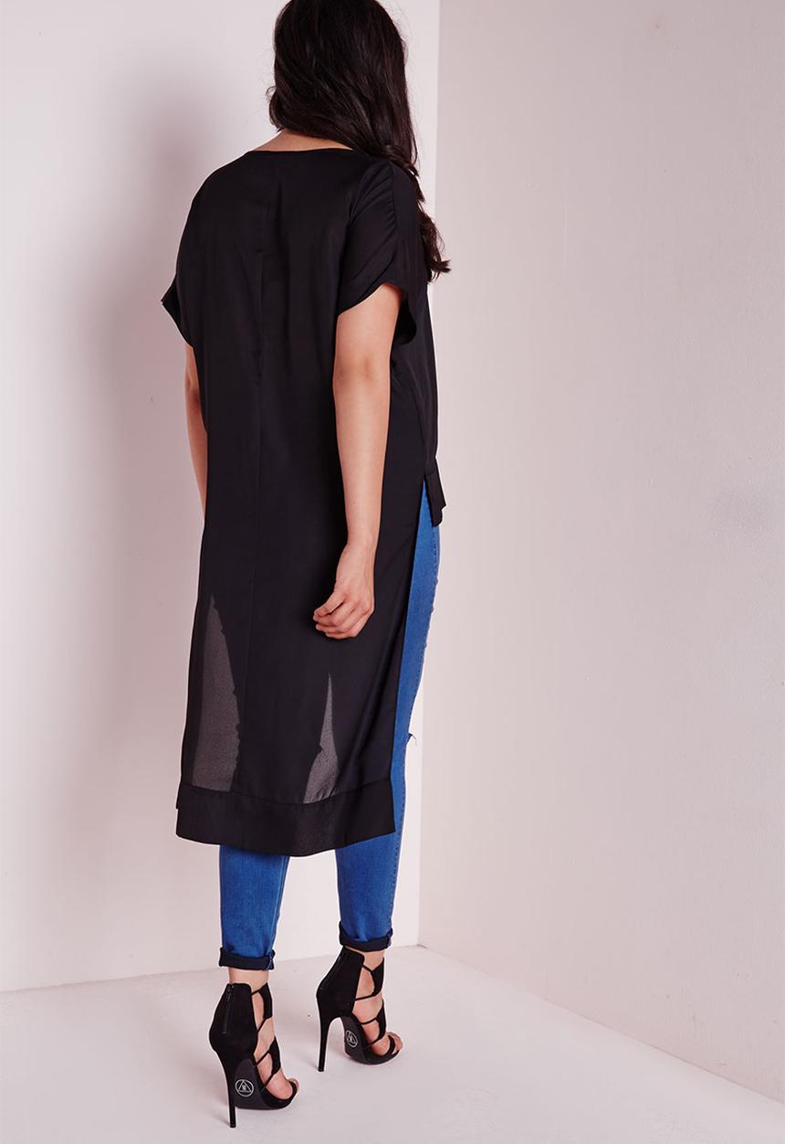 Missguided - Plus size drop hem chiffon top 
