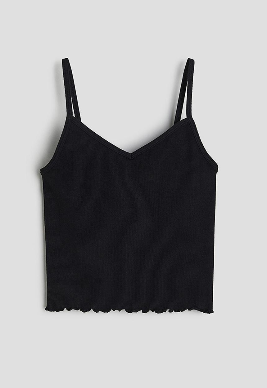 H&M - Ribbed jersey strappy top - black